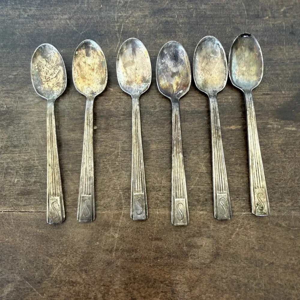 International Vintage Silver Plate Coffee Spoons Hotel Statler S Etched Lot Of 6